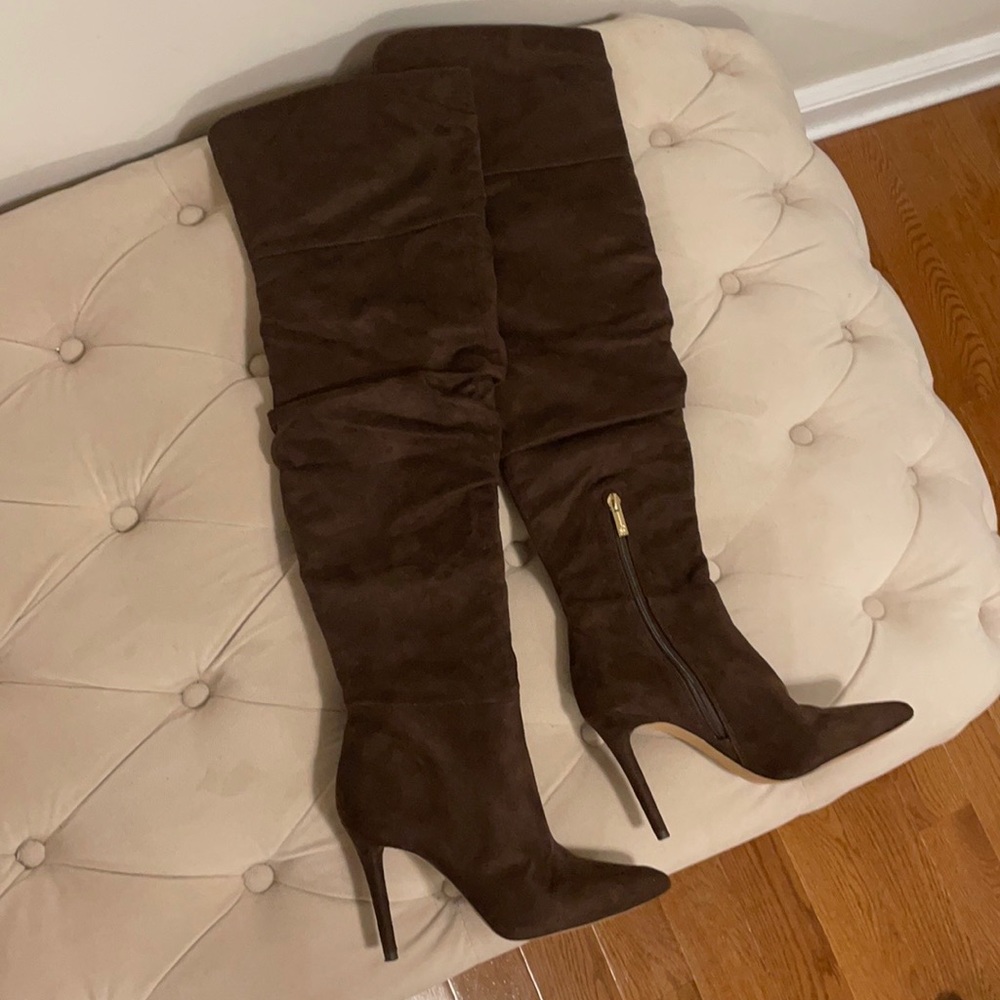Jessica Simpson over the knee brown boots